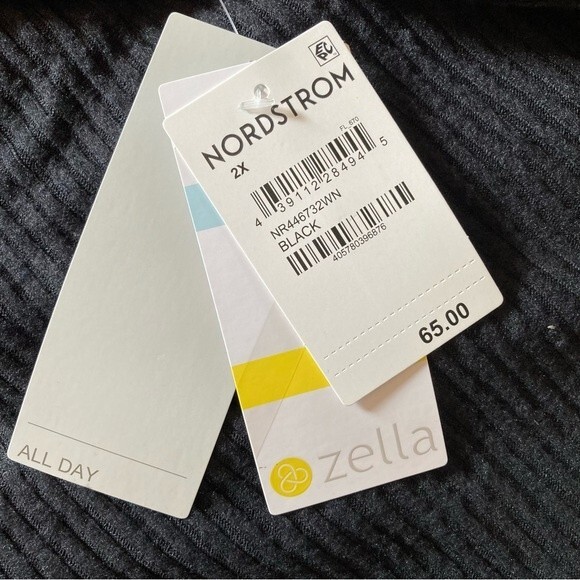 NEW Zella Nordstrom Sloane Cozy Ribbed Black Hoodie Cropped Sweatshirt Size 2X - Picture 10 of 10